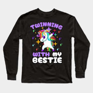 Twinning Unicorn Bestie Spirit Week Twin Day Best Friend Long Sleeve T-Shirt